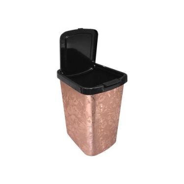 Imagem de Lixeira Com Click Label Metalizado Rose - 9 Litros - Arqplast, 9 l, Pl