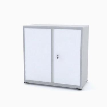 Imagem de Armário de Aço Baixo com Tampo de Madeira Ap406sl Pandin 84 cm Cinza e