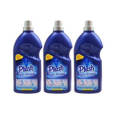 Imagem de Kit 3 Lava Roupas Líquido Repelente Pelos Plush Sanol 1,5L