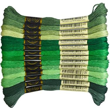 Imagem de Fio dental premium para bordado de cor arco-íris - fios de ponto cruz - pulseiras da amizade - fio dental para artesanato - 14 novelos por pacote fio bordado, verde pistache gradiente