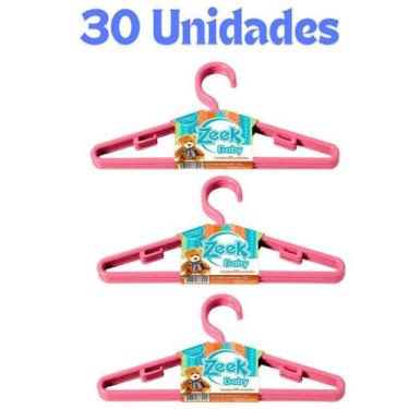 Imagem de Cabide Infantil 30 Unidades cabide rosa reforçado baby - zeek