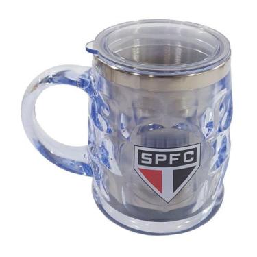 Imagem de Caneca termica plastico para chopp são paulo com tampa 500 ml - mileno