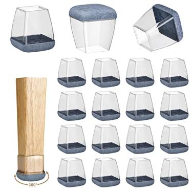 Imagem de Yarehand Pacote com 16 Protetores de Piso para Pernas de Cadeira para Pisos de Madeira, Controles Deslizantes Redondos de Borracha para Móveis, Almofada de Feltro 360° Envolta Na Parte Inferior Espess