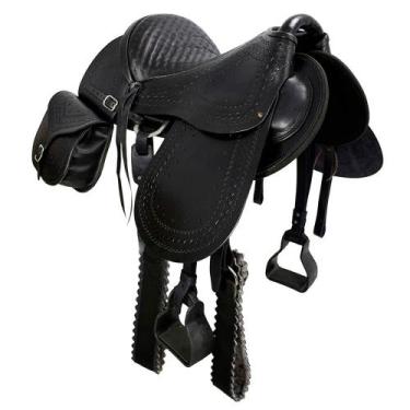 Imagem de Sela Australiana com aba e Alforge SV04004 - Preta - Selaria Vertentes