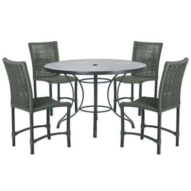 Imagem de Mesa Ascoli 100 Cm com 4 Cadeiras Cannes de Alumínio, Pintura Preta e 