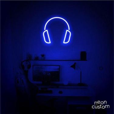 Imagem de luminaria letreiro Neon Led Fone De Ouvido 40x40 luminoso decoração p/