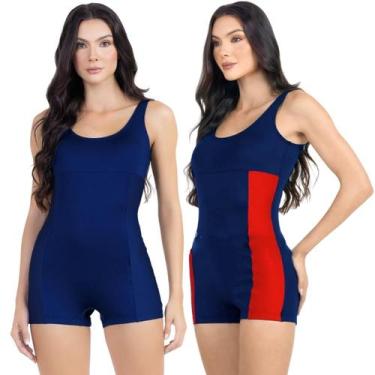 Imagem de Maiô Macaquinho Natação Hidroginástica Feminino Kit 2 Peças - HYPE MOD