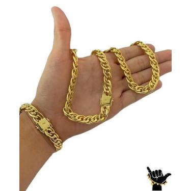 Imagem de Corrente Romana 10mm + Pulseira - Banhado a Ouro - ToJoia18k