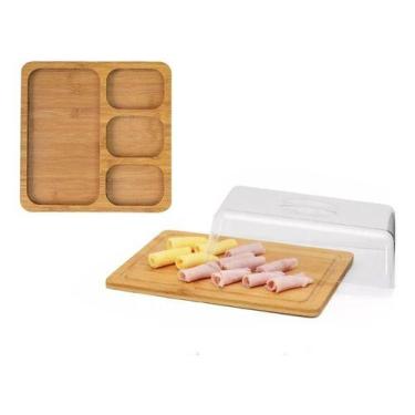 Imagem de Kit Petisqueira Quadrado Com 4 Divisórias + Porta-frios  - Kadê