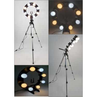 Imagem de Ring Light 08 Soquetes 2em1 + Tripé + suporte para celular - megaplast