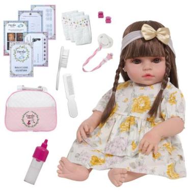 Imagem de Bebê Tipo Reborn Valentina Vestido Florido Enxoval Completo - Cegonha 