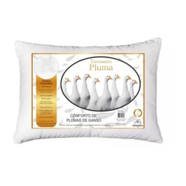 Imagem de Travesseiro Fibra de Pluma de Ganso Grande Luxo Importado E Macio Conf