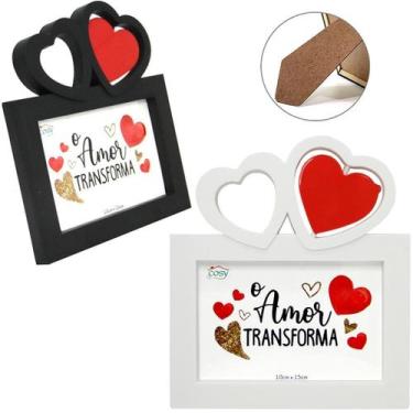 Imagem de Porta Retrato 10x15 C Moldura De Plastico Coracao Giratorio Horizontal