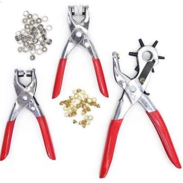 Imagem de Kit 3 Alicates Aplicador De Ilhós Botões Pressão Furador - Artmak, lan