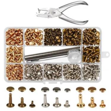 Imagem de Kit Conjunto Rebite Duplo 6mm 8mm 12mm 300 Pares - Armarinhos Beaba