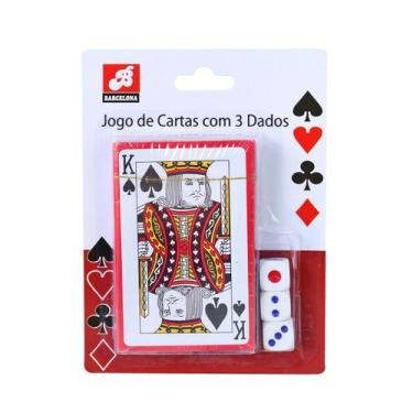 Imagem de Jogo de cartas de plástico com 54 cartas e 3 dados - Quero Presentear