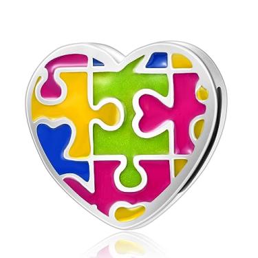 Imagem de QeenseKc Pingente de luta contra o câncer de mama fita rosa contas de cristal para pulseira Pandora, Cobre, Base