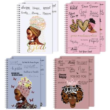 Imagem de Kosiz 8 cadernos femininos pretos inspiradores afro-americanos presentes motivacionais espirais blocos de notas forrados para mulheres negras meninas escola escritório