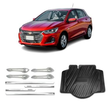 Imagem de Kit para Adaptável Para Onix 2020 2021 2022 2023 2024 Aplique Maçaneta 4 Portas C/1 Keyless Protetor de Porta-Malas Friso Lateral da Porta Slim.