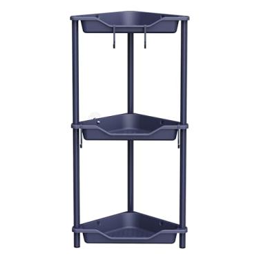 Imagem de Orimade Organizador de chuveiro de canto à prova de ferrugem de 3 níveis, suporte de prateleira de canto de plástico para banheiro, roxo-azulado
