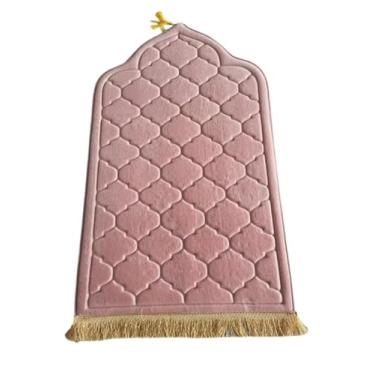 Imagem de Tapete de oração muçulmano para Mussallah, Zaawiya, sala de oração, tapete de oração de flanela 65 x 110 cm, tapete Janamaz Sajada para homens e mulheres, tapete de oração liso sólido presente Ramadan