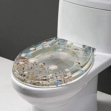 Imagem de Assento de vaso sanitário Tampa de vaso sanitário Silencioso Lento Resina de ureia-formaldeído Parte superior fixa em forma de U/V/O Tampa compatível Liberação rápida Fácil de limpar Flores secas