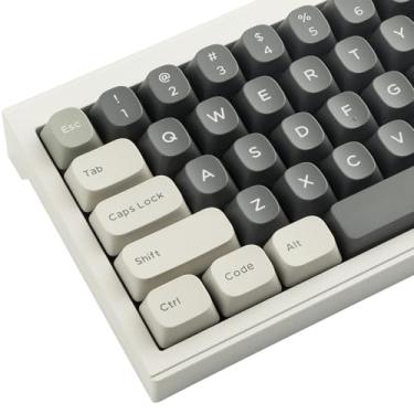 Imagem de TYRIXKI Teclas PBT Double Shot 172 teclas YMK Profile Keycaps, Classic Retro White Grey Dye Sublimation Cool Custom Keycap para teclados mecânicos Cherry Gateron MX Swithes
