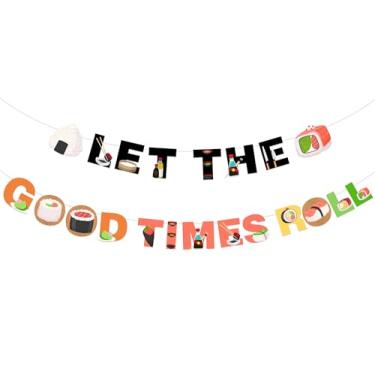 Imagem de Sursurprise Sushi Let the Good Times Roll Banner, placa com tema de comida asiática japonesa para decoração de festa de aniversário de sushi, chá de bebê, suprimentos