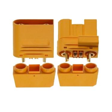 Imagem de 1 conjunto de plugue de aeromodelismo, AS120-M/F, faísca a/n/ti, com pino de sinal, 60A, AS120(2+4), com resistor, amarelo, UL94V0