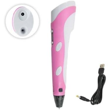 Imagem de Caneta 3d Impressora Profissional  Refil  Cabo Usb - 3D PEN, ROSA