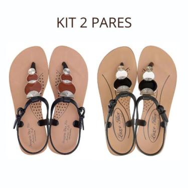 Imagem de Kit 2 Pares Sandalia Feminina Confortavel Ortopédica Terapia dos Pés, 