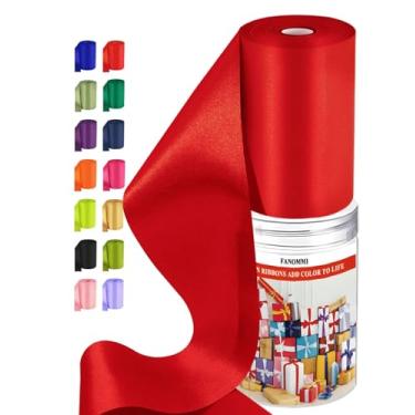 Imagem de Fita de cetim vermelha 10 cm x 55 m para decoração de festa de aniversário, casamento, decoração de mesa de chá de bebê, cauda de balão