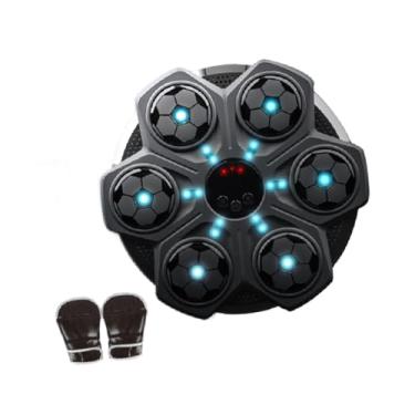 Imagem de UGPLM Máquina de boxe de música alvo de boxe eletrônico ajustável para adultos para crianças boxe treinador de tênis para prática kickboxing, Preto