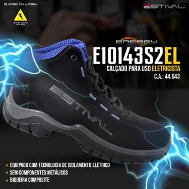 Imagem de Bota De Segurança Eletricista Azul - Estival - EN10143S2 - Bico Compos