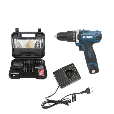 Imagem de Furadeira Paraf Impacto 12V Ws2547 Wesco Biv + Jogo 125 Pçs