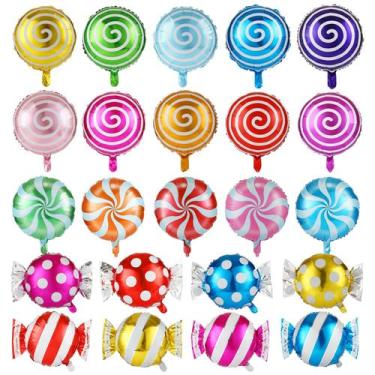 Imagem de Balões Kesoto Sweet Candy Bar - 18 Balões de Mylar Metalizados para Na