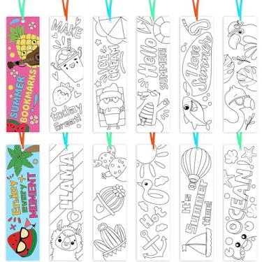 Imagem de Haooryx 75 peças colorem seus próprios marcadores de verão em massa, marcadores de livro em branco para colorir DIY para professores estudantes em sala de aula recompensas suprimentos, kit de arte de papel para artesanato de festa enchimentos de saco de presente