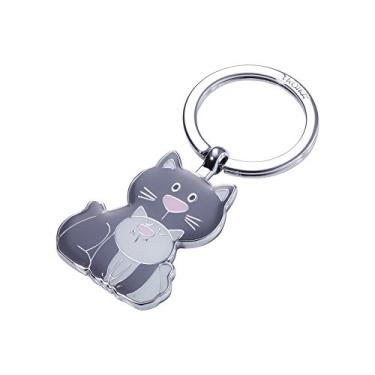 Imagem de Troika CAT & KITTY – KR18-04/GY – Chaveiro – Gato, Gatinho – Miau – Miau – metal fundido/esmalte – brilhante – cromado – cinza escuro, cinza claro original, cinza (Grau), 8 centímetros, animal, Cinza