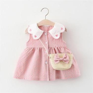 Imagem de Vestido Infantil de Algodão Xadrez com Renda - 2 Peças - Verão, 9(18-2