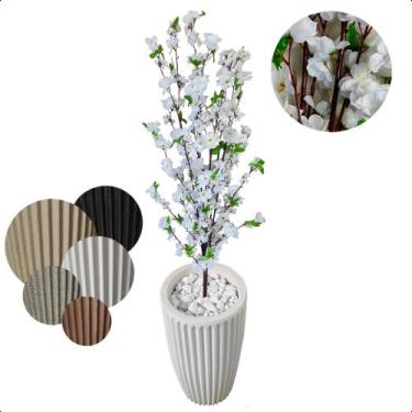 Imagem de Cerejeira Branca Planta Artificial com Vaso Decoração - Flor de Mentir