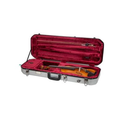 Imagem de Crossrock A capa oblonga serve para violino de tamanho completo 4/4, inclui compartimento interno, 2 suportes de arco, trava de segurança e alças destacáveis-prata (CRA860VFSL-R)