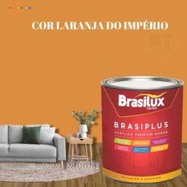Imagem de Tinta de Parede  Semi Brilho Laranja 800ml Brasiplus Acrilica Lavável.