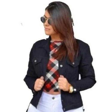 Imagem de  Jaqueta Jeans Básica Feminina - TLT, Feminino, GG, Preto