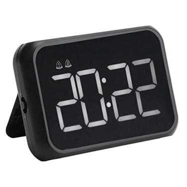 Imagem de Despertador Digital, Proteção para Olhos Visões de Voz Controle de Voz USB Alarre de Desktop Preto Com Função de Soneca para a Sala de Estar do Quarto