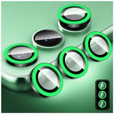 Imagem de Kucheed Protetor de lente de câmera luminoso para Samsung Galaxy S24, protetor de tela de vidro temperado colorido noctilucente, alinhamento automático, anéis de liga de alumínio