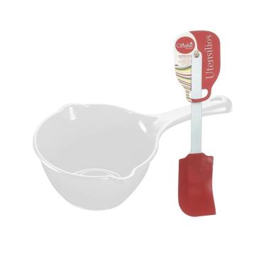 Imagem de Kit Confeitaria Panelinha Multiuso E Espátula Pvc Vermelho