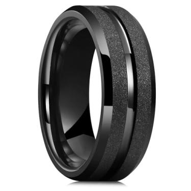 Imagem de Anel Aliança Preto Masculino Feminino De Aço Inoxidável 6mm Design Anatômica Jateada Para Todas Ocasiões (16)