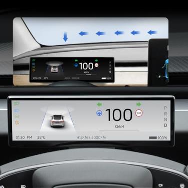 Imagem de Airayvis Visor frontal para Tesla Model 3 2017-2023 e modelo Y 2019-2024 com ventilação AC, suporte para tela sensível ao toque de 22,4 cm, aviso de ponto cego automático para Android Carplay,