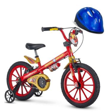 Imagem de Bicicleta Iron Man Homem de Ferro Aro 16 Nathor com Capacete Azul