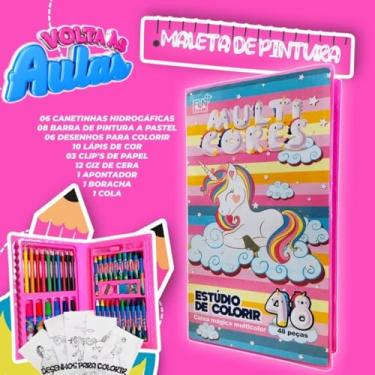 Imagem de Estojo Maleta Pintura Infantil Lápis Cores Giz Canetinhas e Diversos Tamanhos Desenhos Para Colorir (86)